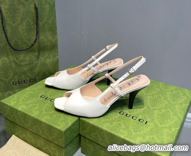 Best Product Gucci Leather Mid-heel Sandals 7.5cm White 0621120