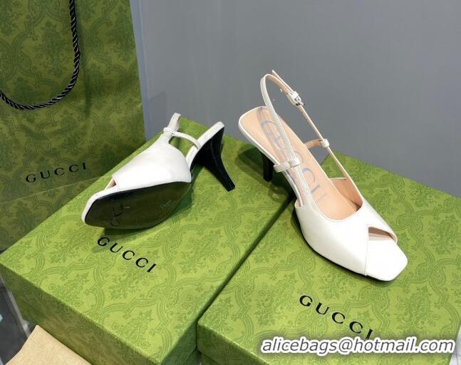 Best Product Gucci Leather Mid-heel Sandals 7.5cm White 0621120