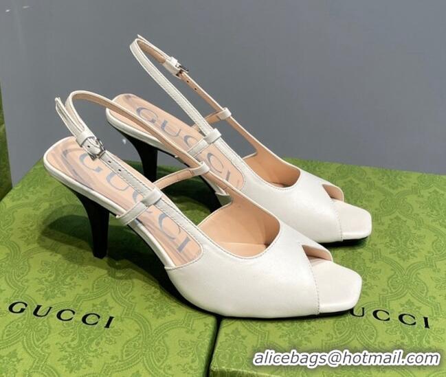 Best Product Gucci Leather Mid-heel Sandals 7.5cm White 0621120