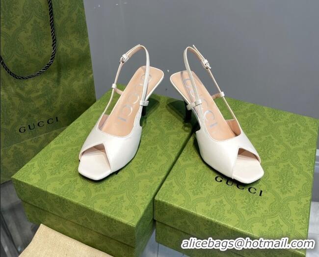 Best Product Gucci Leather Mid-heel Sandals 7.5cm White 0621120