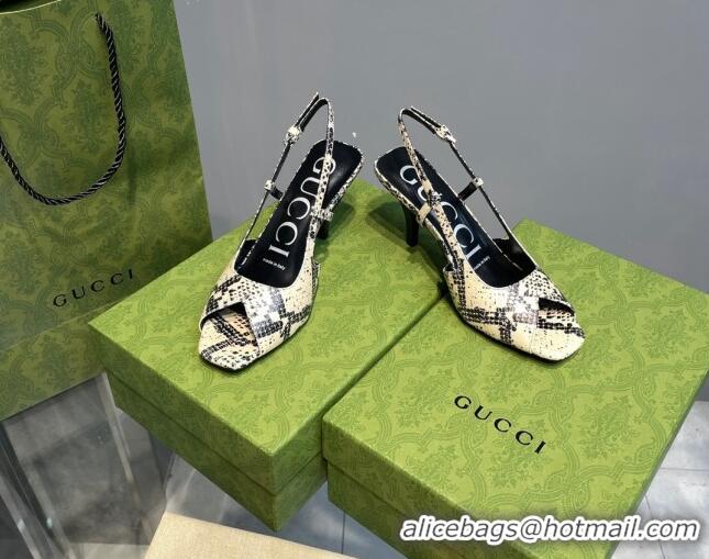 Charming Gucci Leather Mid-heel Sandals 7.5cm Light Yellow 621123