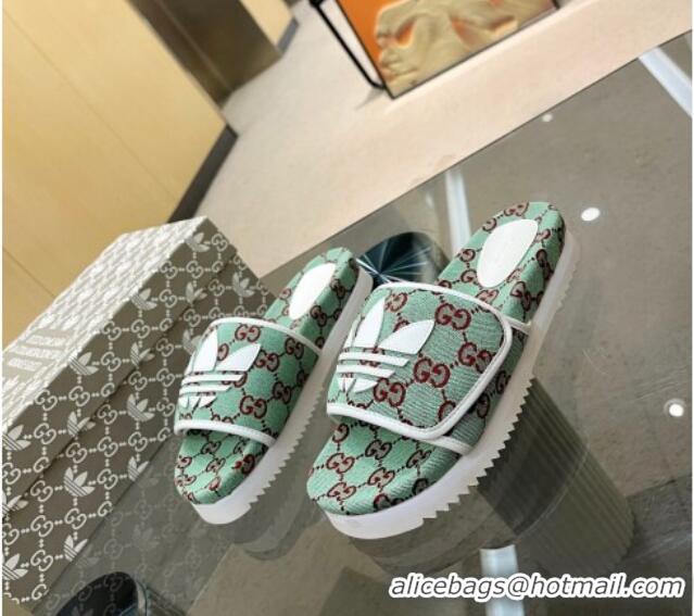 Good Looking Adidas x Gucci GG Canvas Platform Slide Sandal Green 0621125