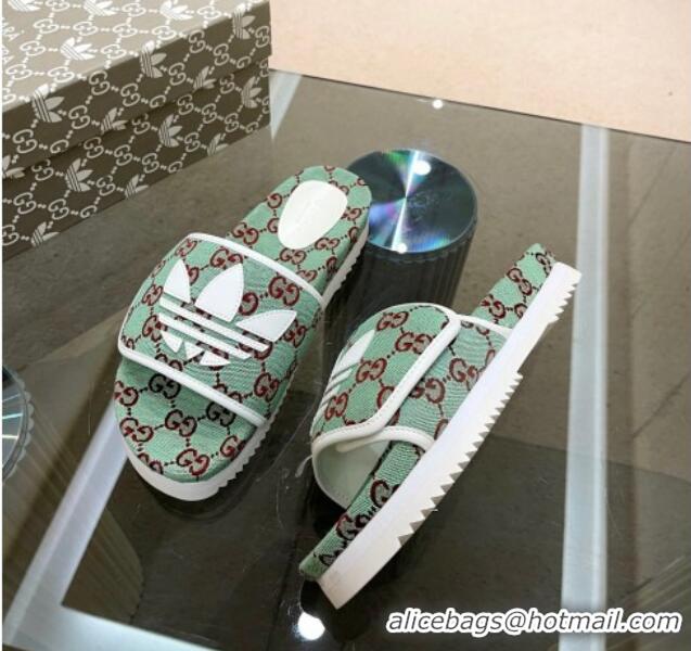 Good Looking Adidas x Gucci GG Canvas Platform Slide Sandal Green 0621125