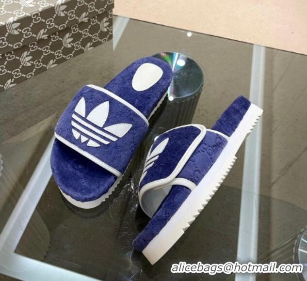 Most Popular Adidas x Gucci GG Sponge Platform Slide Sandal Blue 0621132