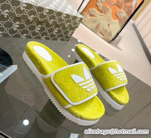 Best Price Adidas x Gucci GG Sponge Platform Slide Sandal Yellow 0621134