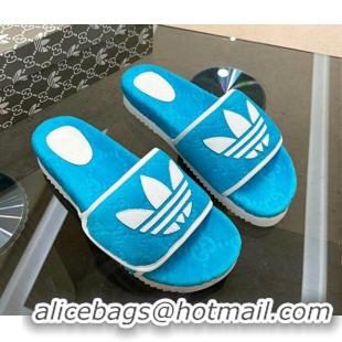 Best Grade Adidas x Gucci GG Sponge Platform Slide Sandal Blue 0621135