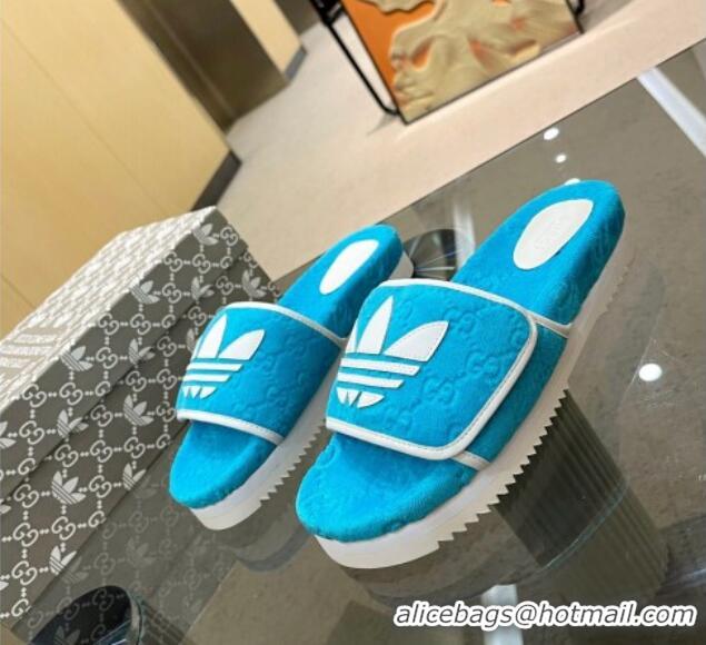 Best Grade Adidas x Gucci GG Sponge Platform Slide Sandal Blue 0621135