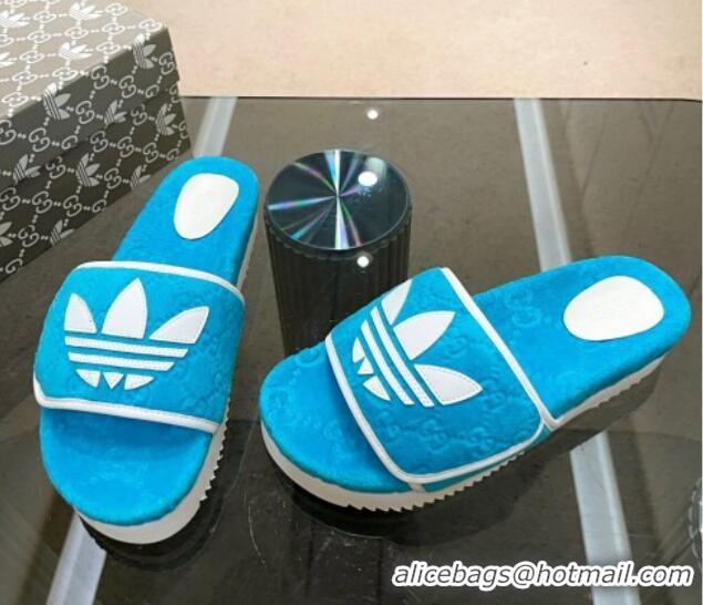 Best Grade Adidas x Gucci GG Sponge Platform Slide Sandal Blue 0621135