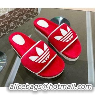 Perfect Adidas x Gucci GG Sponge Platform Slide Sandal Red 0621136