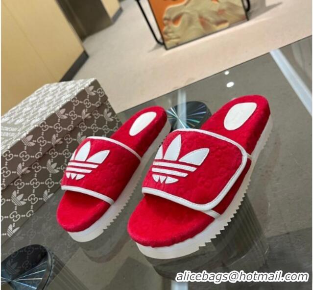 Perfect Adidas x Gucci GG Sponge Platform Slide Sandal Red 0621136