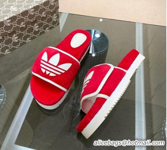 Perfect Adidas x Gucci GG Sponge Platform Slide Sandal Red 0621136