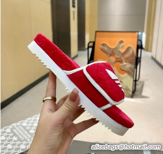 Perfect Adidas x Gucci GG Sponge Platform Slide Sandal Red 0621136