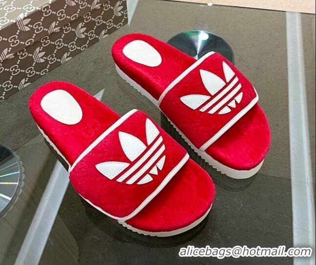 Perfect Adidas x Gucci GG Sponge Platform Slide Sandal Red 0621136