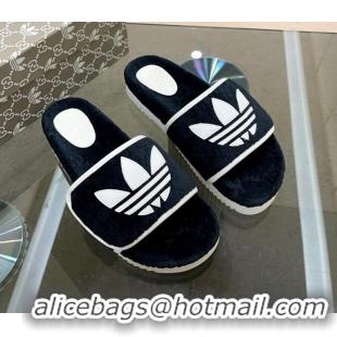 Good Quality Adidas x Gucci GG Sponge Platform Slide Sandal Black 0621137