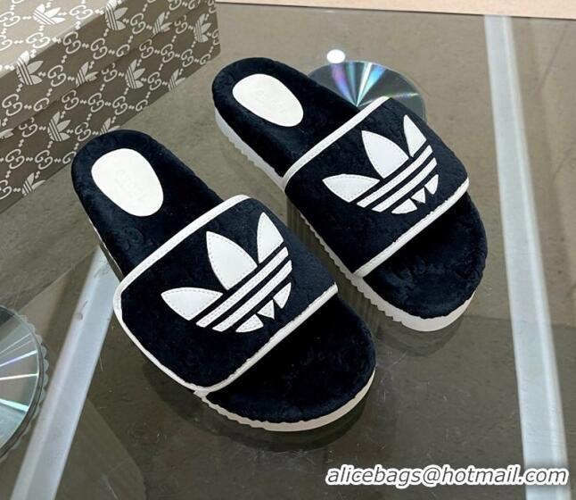 Good Quality Adidas x Gucci GG Sponge Platform Slide Sandal Black 0621137