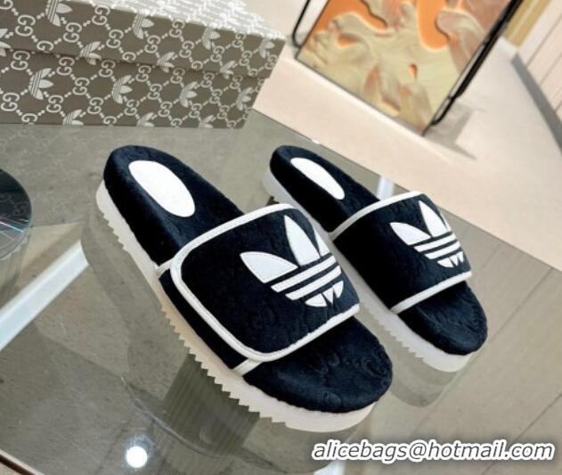 Good Quality Adidas x Gucci GG Sponge Platform Slide Sandal Black 0621137