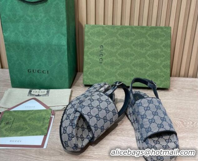 Unique Style Gucci GG Canvas Platform Sandals 5.5cm with Buckle Back Strap Grey 062205