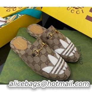 Duplicate adidas x Gucci Trefoil GG Canvas Slipper Brown 070236