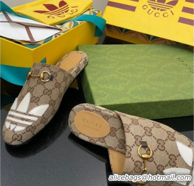 Duplicate adidas x Gucci Trefoil GG Canvas Slipper Brown 070236