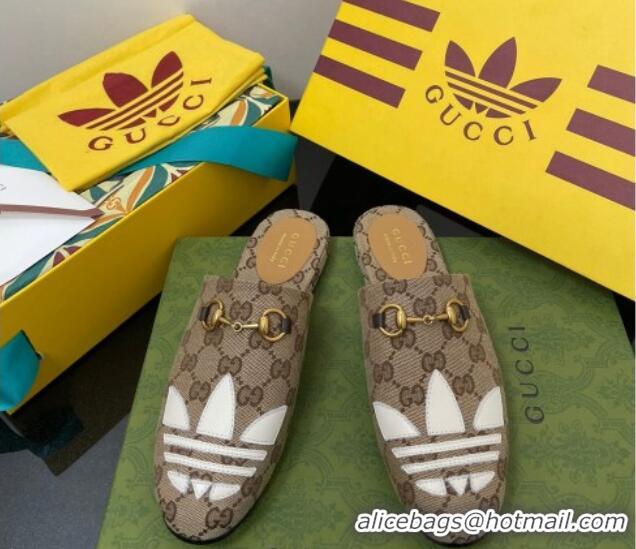 Duplicate adidas x Gucci Trefoil GG Canvas Slipper Brown 070236