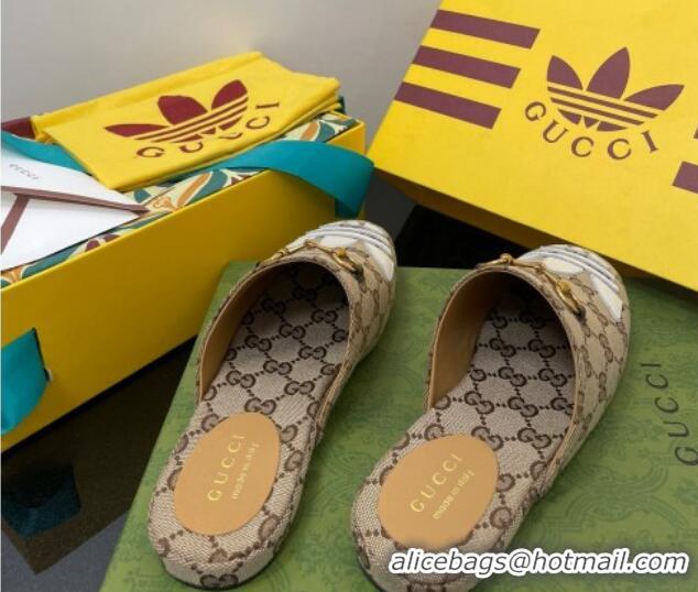 Duplicate adidas x Gucci Trefoil GG Canvas Slipper Brown 070236