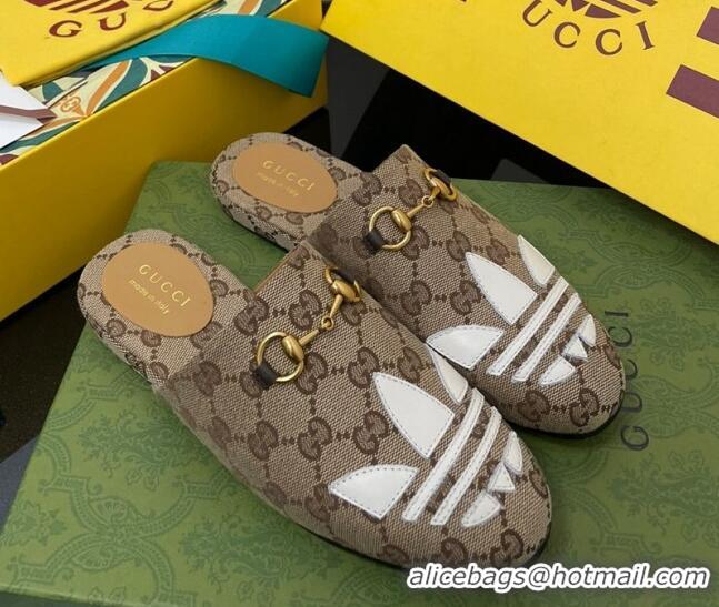 Duplicate adidas x Gucci Trefoil GG Canvas Slipper Brown 070236