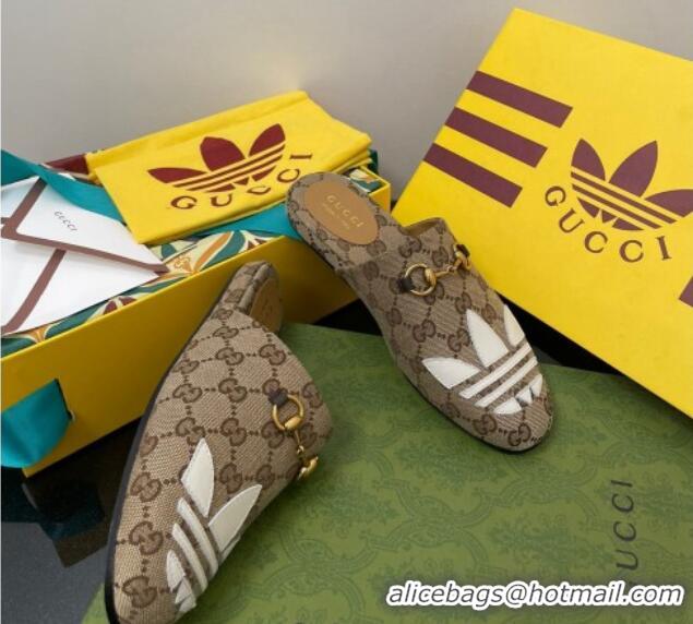 Duplicate adidas x Gucci Trefoil GG Canvas Slipper Brown 070236