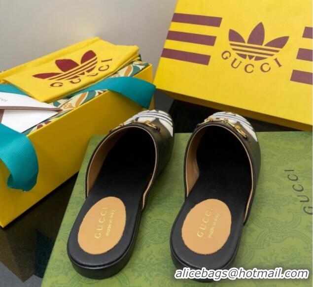 Low Price adidas x Gucci Trefoil Leather Slipper Black 070238