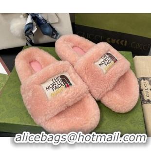 Best Grade The North Face x Gucci Wool Flat Slide Sandals Light Pink 070239