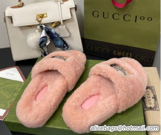 Best Grade The North Face x Gucci Wool Flat Slide Sandals Light Pink 070239