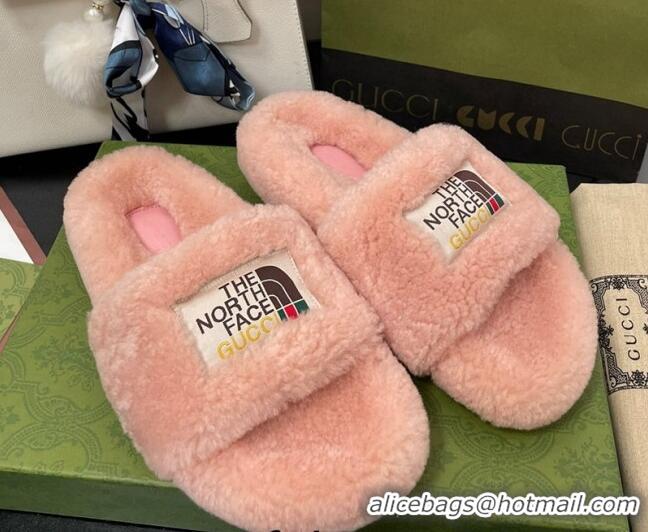 Best Grade The North Face x Gucci Wool Flat Slide Sandals Light Pink 070239