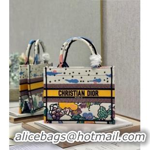 Good Product Dior Small Book Tote Bag in Latte White Ciel de Reve Embroidery M941 2022