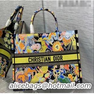 Promotional Dior Large Book Tote Bag in Yellow Multicolor Zodiac Fantastico Embroidery CD61110 2022