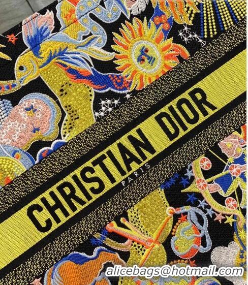 Promotional Dior Large Book Tote Bag in Yellow Multicolor Zodiac Fantastico Embroidery CD61110 2022