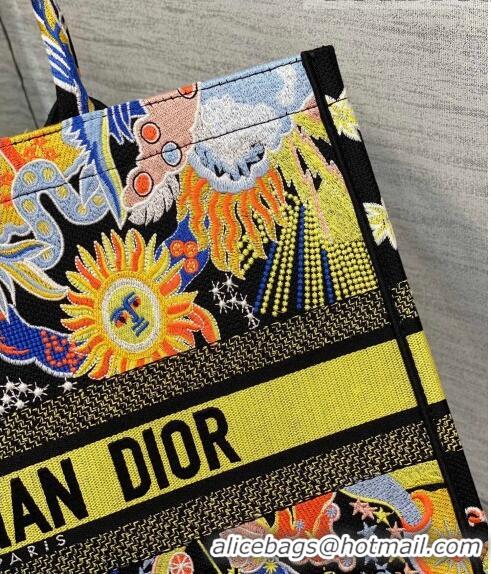 Promotional Dior Large Book Tote Bag in Yellow Multicolor Zodiac Fantastico Embroidery CD61110 2022