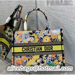 Good Taste Dior Medium Book Tote Bag in Yellow Multicolor Zodiac Fantastico Embroidery CD61110 2022