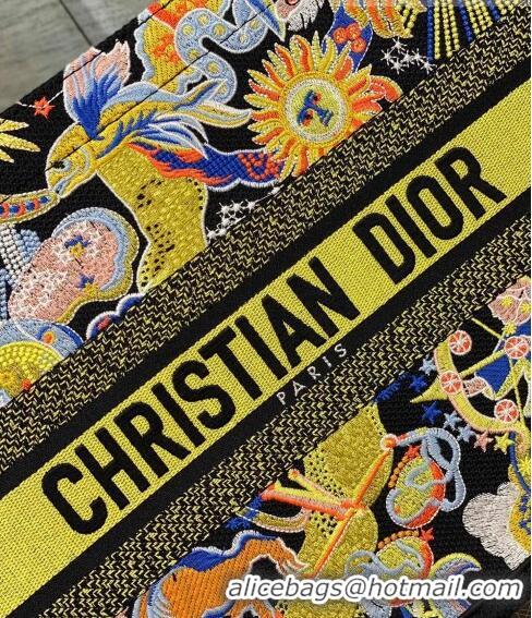 Good Taste Dior Medium Book Tote Bag in Yellow Multicolor Zodiac Fantastico Embroidery CD61110 2022