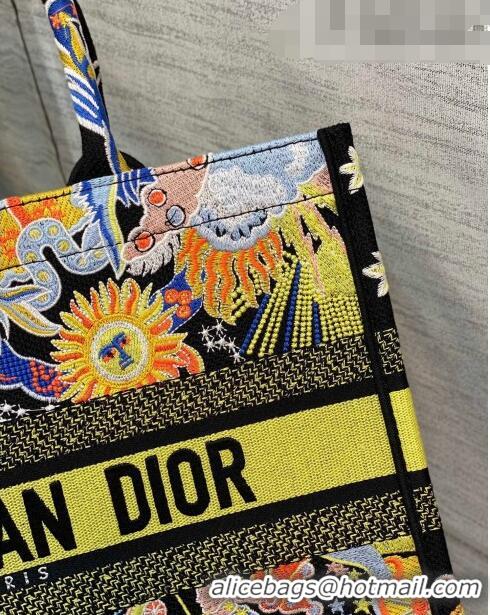 Good Taste Dior Medium Book Tote Bag in Yellow Multicolor Zodiac Fantastico Embroidery CD61110 2022