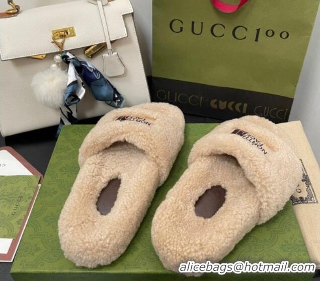 Fashion The North Face x Gucci Wool Flat Slide Sandals 070239 Camel Brown