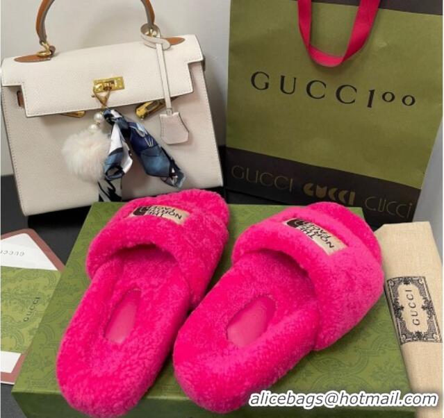 Unique Style The North Face x Gucci Wool Flat Slide Sandals 070239 Fuchsia Pink