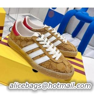 Good Looking adidas x Gucci Gazelle GG Canvas Low-top Sneakers 070251 Camel Brown