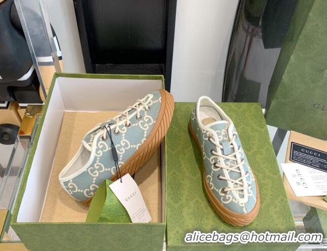 1:1 aaaaa Gucci GG Canvas Low-top Sneakers Blue/White 070256