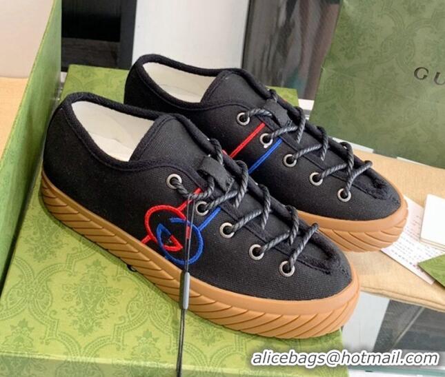 Stylish Gucci GG Canvas Low-top Sneakers Black 070258