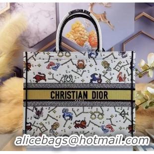 ​New Fashion Dior Book Tote Bag Embroidery M942 White 2022