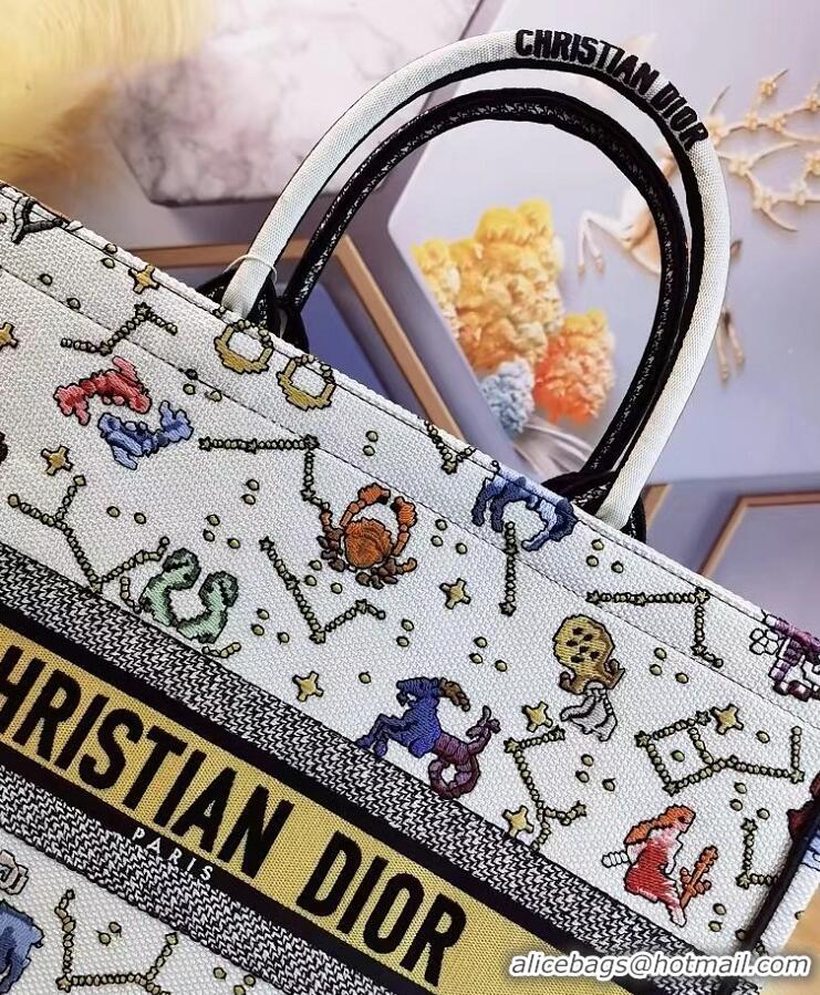 ​New Fashion Dior Book Tote Bag Embroidery M942 White 2022