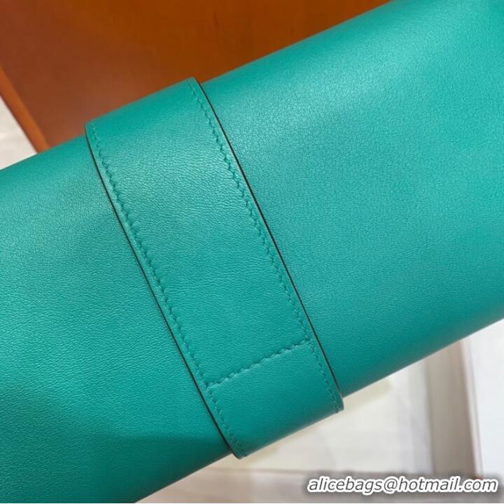 Classic Hermes H Medor swift Leather Clutch 37566 Lake green&Gold hardware