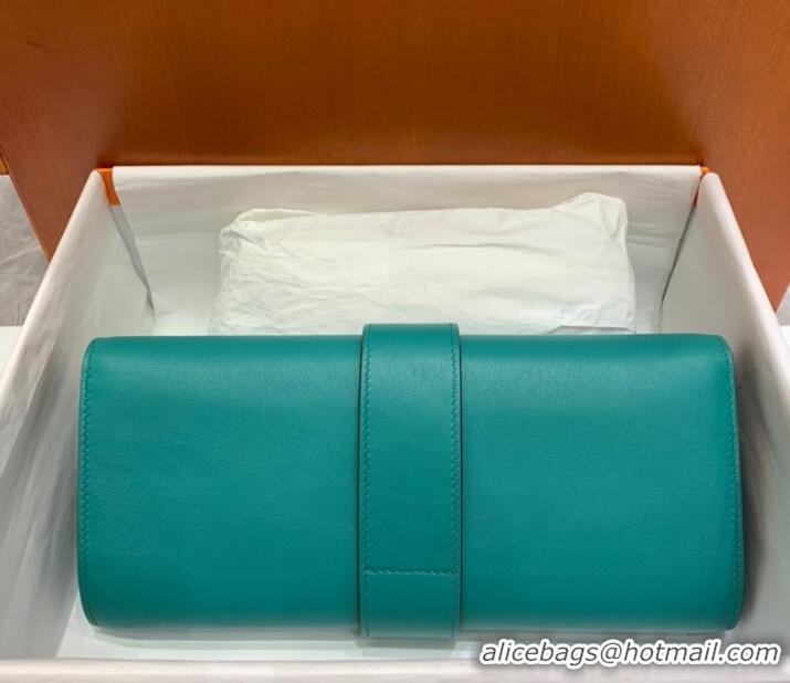 Classic Hermes H Medor swift Leather Clutch 37566 Lake green&Gold hardware