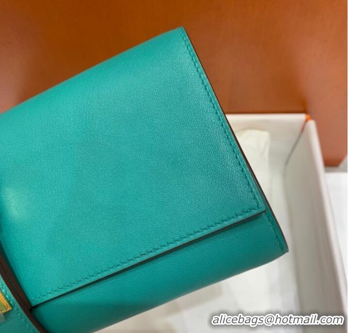 Classic Hermes H Medor swift Leather Clutch 37566 Lake green&Gold hardware