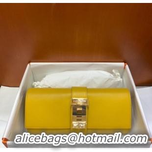 Famous Brand Hermes H Medor swift Leather Clutch 37566 yellow&Gold hardware