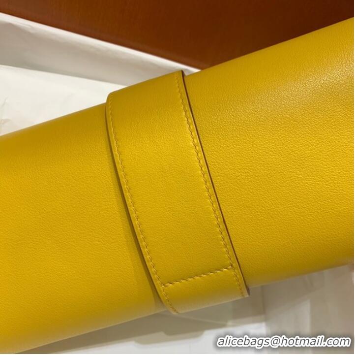 Famous Brand Hermes H Medor swift Leather Clutch 37566 yellow&Gold hardware